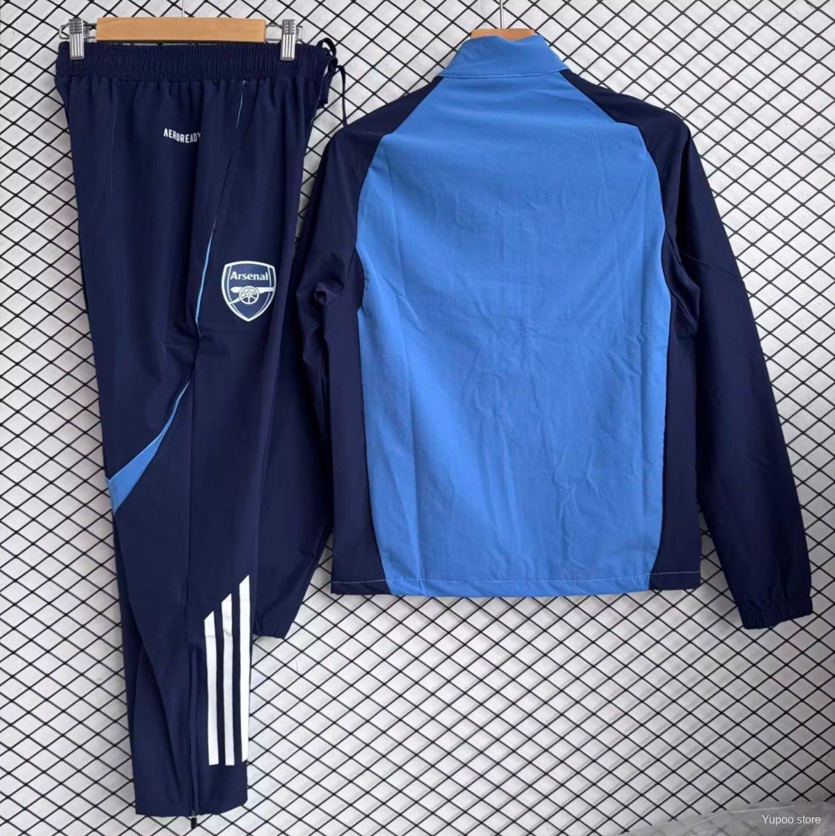 25/26 Arsenal Blue with Navy Full zipper Jacket Tracksuit+ long pants - Image 2