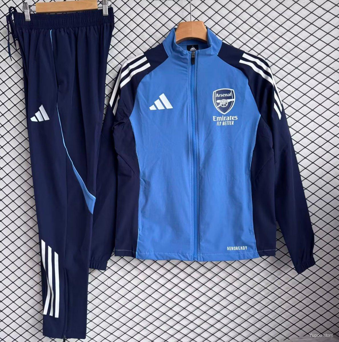 25/26 Arsenal Blue with Navy Full zipper Jacket Tracksuit+ long pants - Image 3