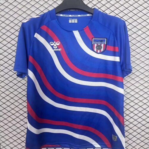 25/26 Sunderland Blue with Flowing Wave Stripes Pre-Match Jersey