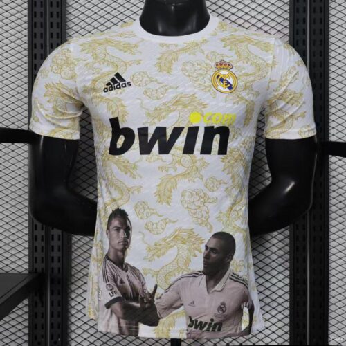 Player Version 25/26 Real Madrid White with Golden Dragon Pattern Jersey