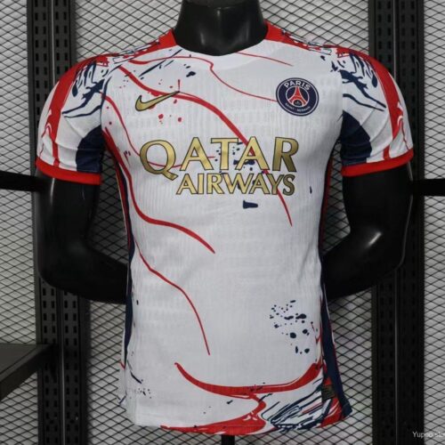 Player Version 25/26 PSG/Paris Saint-Germain White with Abstract Art Pattern Jersey