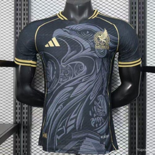 Player Version 2025 Mexico Black with Eagle Feather Pattern Jersey