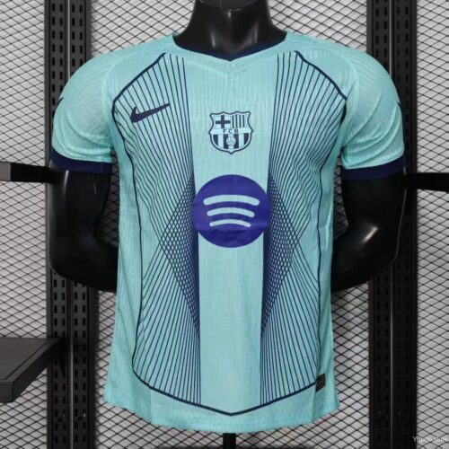 Player Version 25/26 FC Barcelona Light Blue with Vertical Pinstripe Pattern Jersey